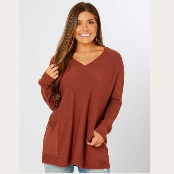 Ackley Sweater Heather Brick Rust M/L NEW - Picture 2 of 5